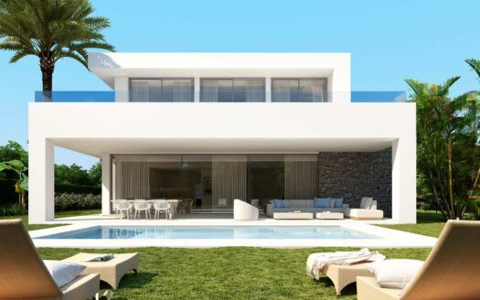 ARFV2194 - Modernas villas proyectadas de nueva construcción con vistas al mar en venta en Río Real en Marbella